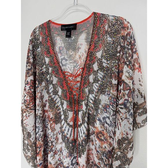 Colleen Lopez Other - Satin Crystal Kimono Kaftan OS Camilla Rhinestone Resort Swim Colleen Lopez